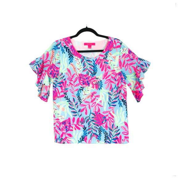 Lilly Pulitzer Darlah Ruffle Sleeve Top - Picture 2 of 6